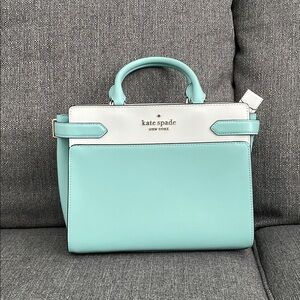 kate spade New York Two-Tone Mint & White Top-Handle Satchel